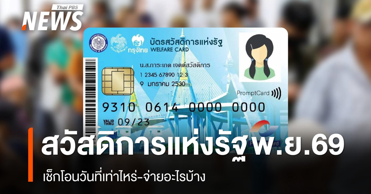 กรมบัญชีกลางแจ้งสิทธิเดือน พ.ย. 2569 บัตรสวัสดิการแห่งรัฐ ซื้อของ 300 บาท เดินทาง 750 บาท