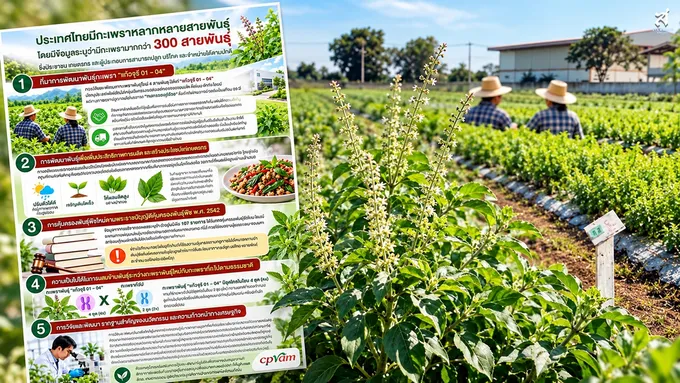 สส.บุญรวี จี้รัฐตรวจสอบจดทะเบียนพันธุ์พืช หวั่นต่างชาติใช้นอมินี หลังซีพีแรมได้สิทธิกะเพราแก้วจุรี 01–04